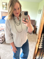 Charcoal/White Button Down Top