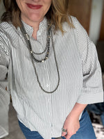 Charcoal/White Button Down Top