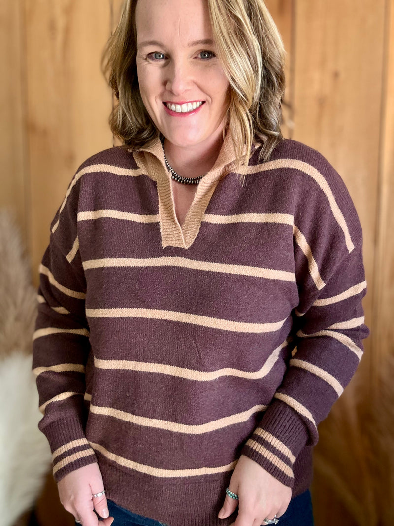 Taupe/Mocha Striped Sweater