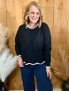 Black Scalloped Hem Sweater