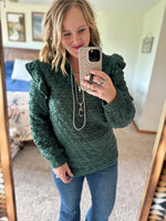 Quilted Pullover - Hunter Green