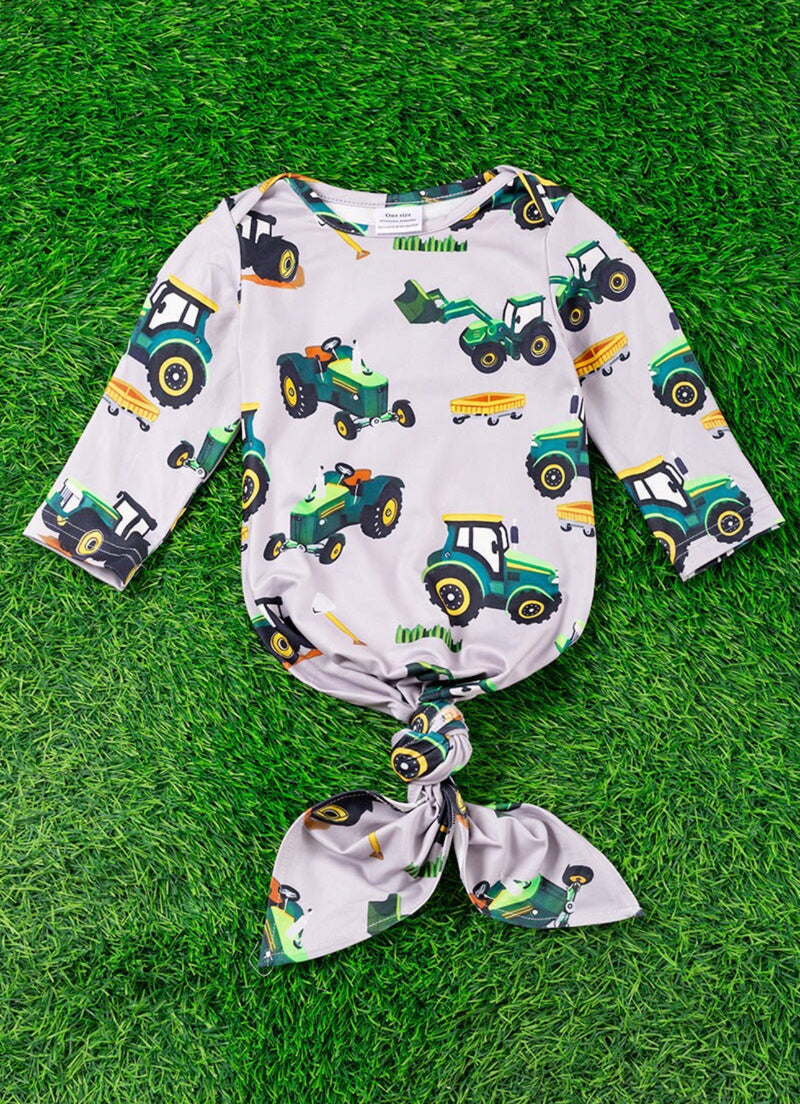 Green Tractor Baby Gown