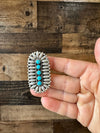 Cluster Ring - Adjustable - kingman turquoise and sterling silver