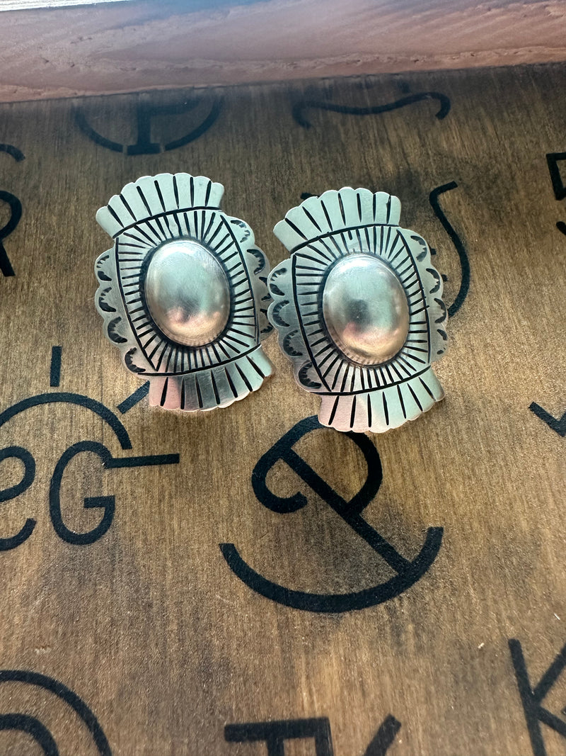 Sterling Concho Stamped Earrings