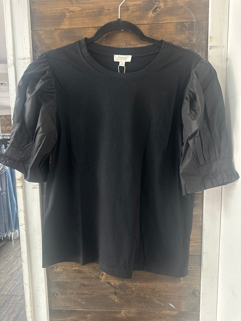 Black Puff Sleeve Top