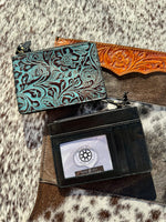 Turquoise Leather Card Holder