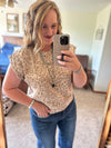 Taupe Leopard Stud Shoulder Top
