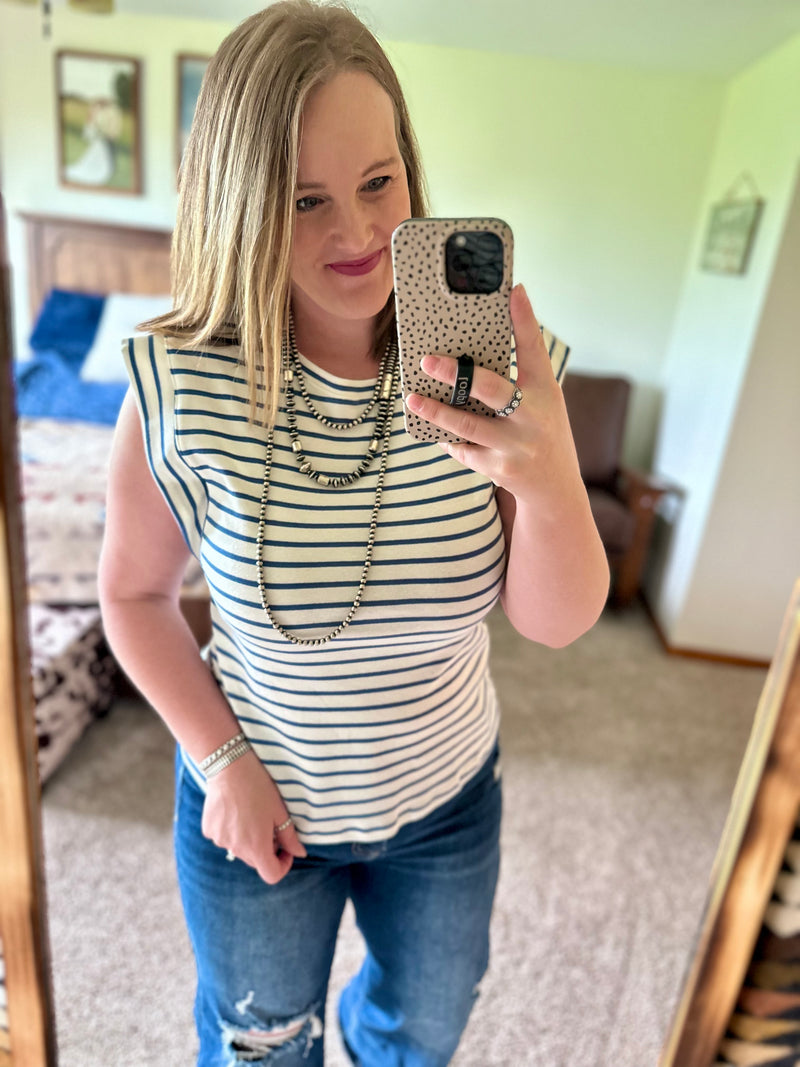 Blue Striped Boxy Tank