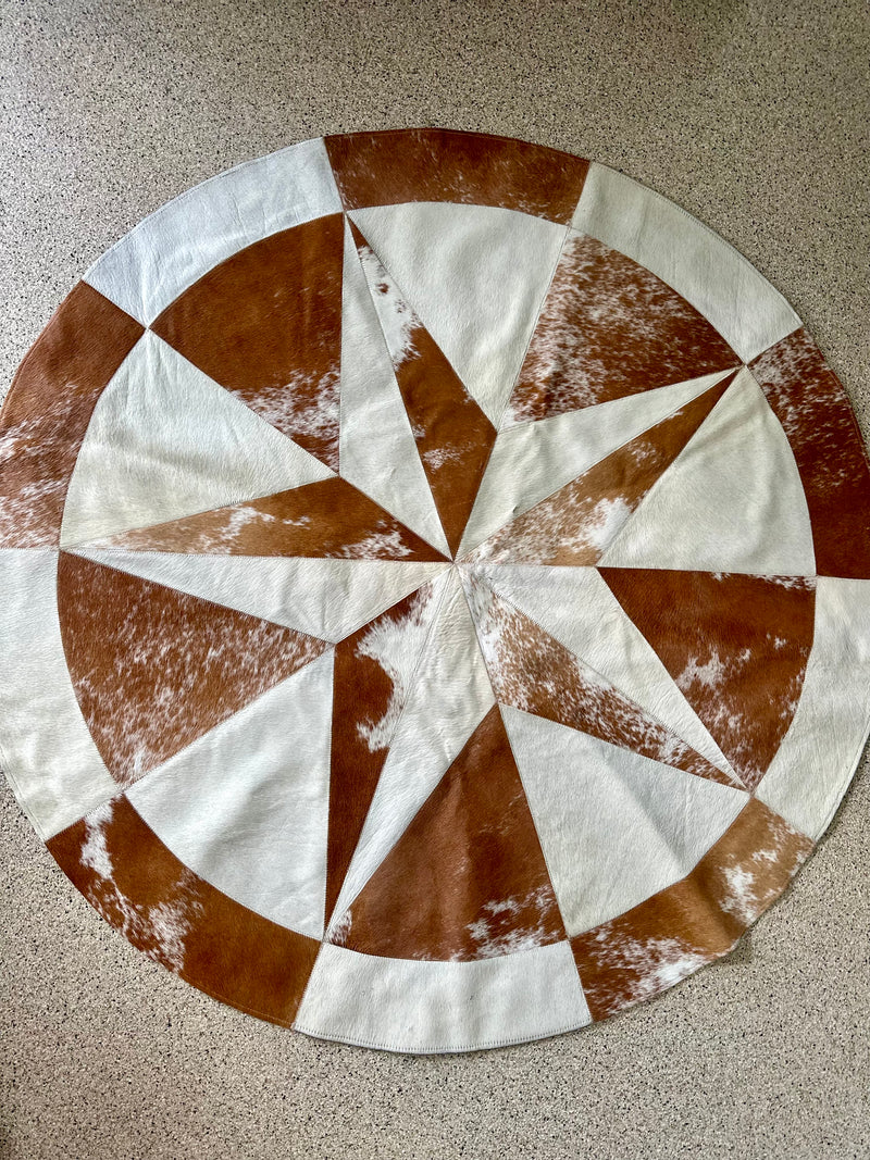 5ft Round Star Cowhide Rug