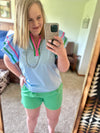 Kelly Green Pleated Elastic Shorts