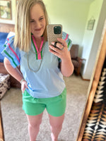 Kelly Green Pleated Elastic Shorts