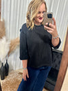 Black 3/4 Sleeve Knit Top