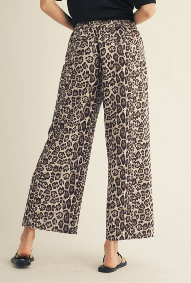 Leopard Crop Wide Leg Pants
