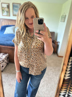 Leopard Print Button Up Top