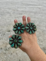 Green flowers turquoise rings