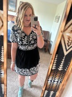 Black Suede Embroidered Dress