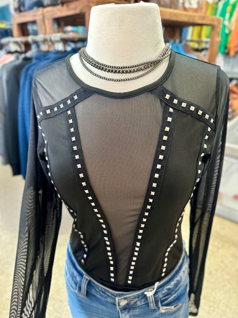 Black Studded Bodysuit