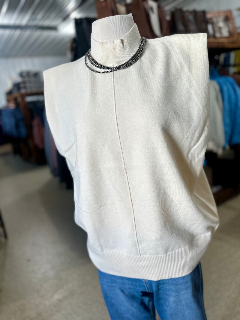 Cream Sleeveless Sweater