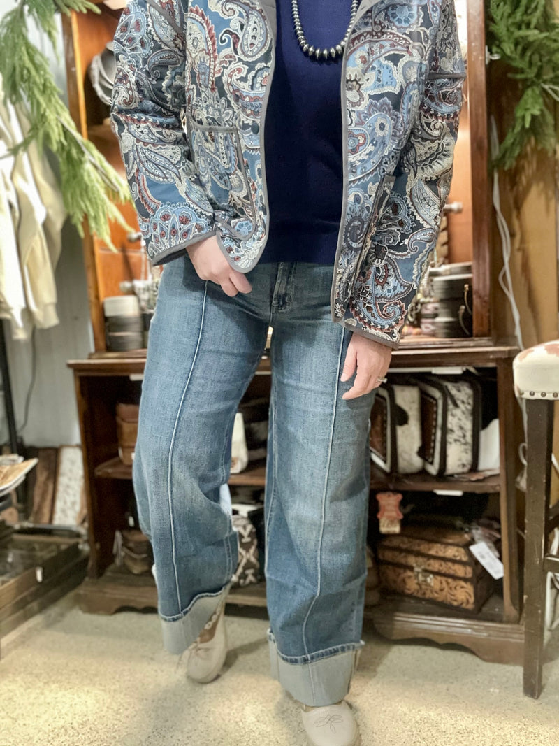 Flying Monkey Wide Leg Front Seam Jeans