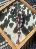 Purple Spiny Necklace & Earrings Set signed