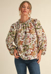 Floral Print Balloon Sleeve Top