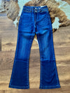 PETITE Kan Can Double Button Wide Hem Flare Jeans