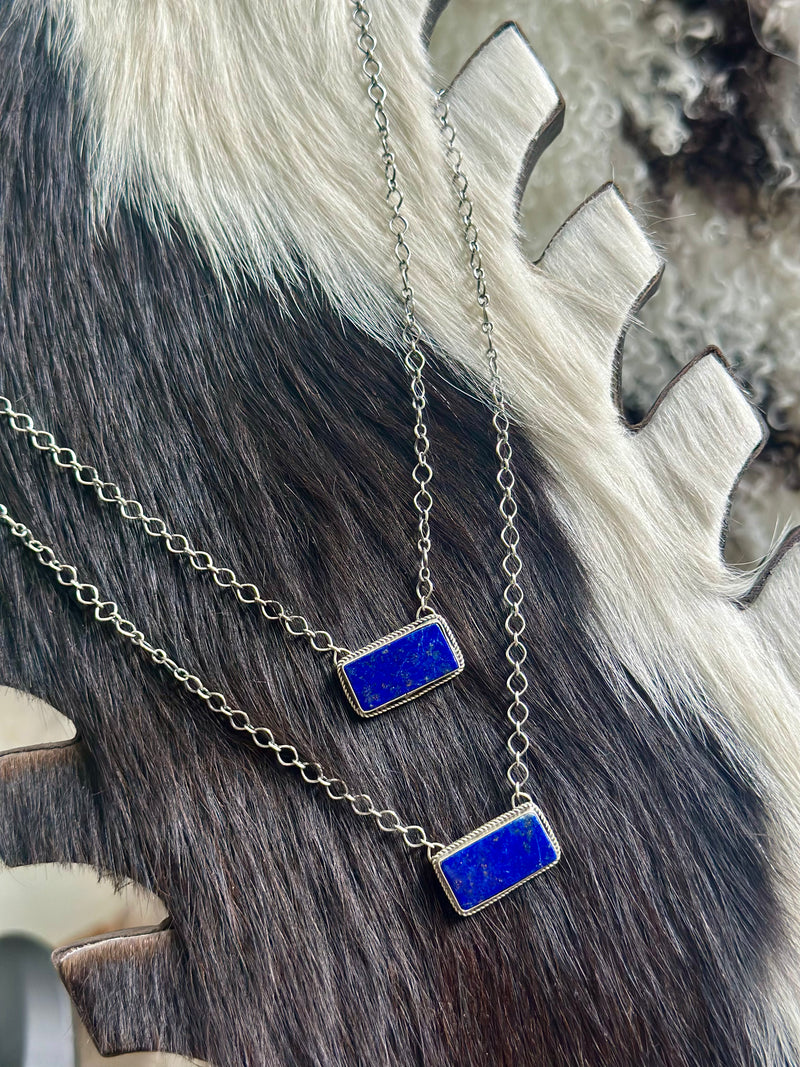 Blue Lapis Bar Necklaces