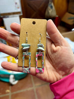 None polish turquoise dangle earrings rectangle