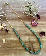 28 inch long green chips turquoise necklace