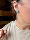 Round stud earrings with Kingman turquoise - sterling silver