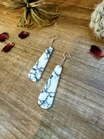 White block white tear drop earrings