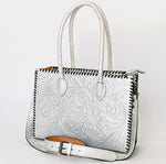 Silver Tooled Leather Tote