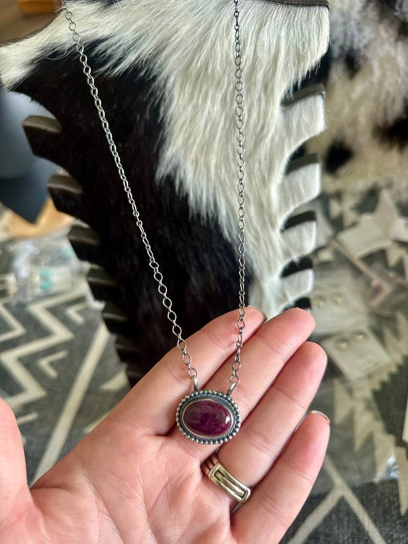 Purple Spiny Stone Necklace