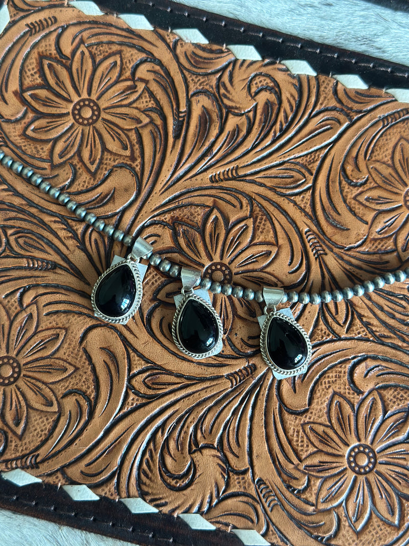 Black Onyx Teardrop Pendants