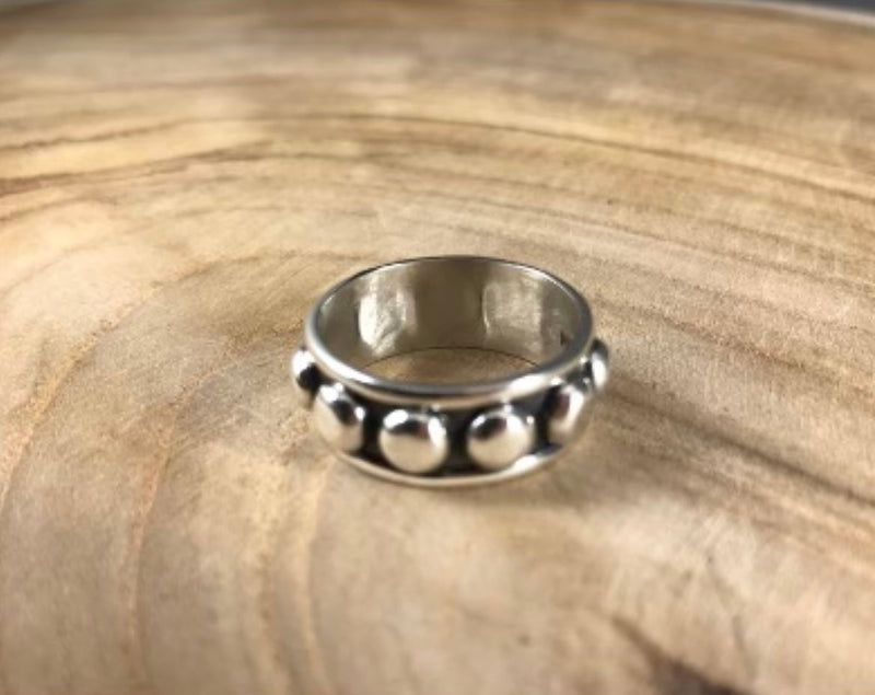 Sterling Flat Ball Stacker Ring