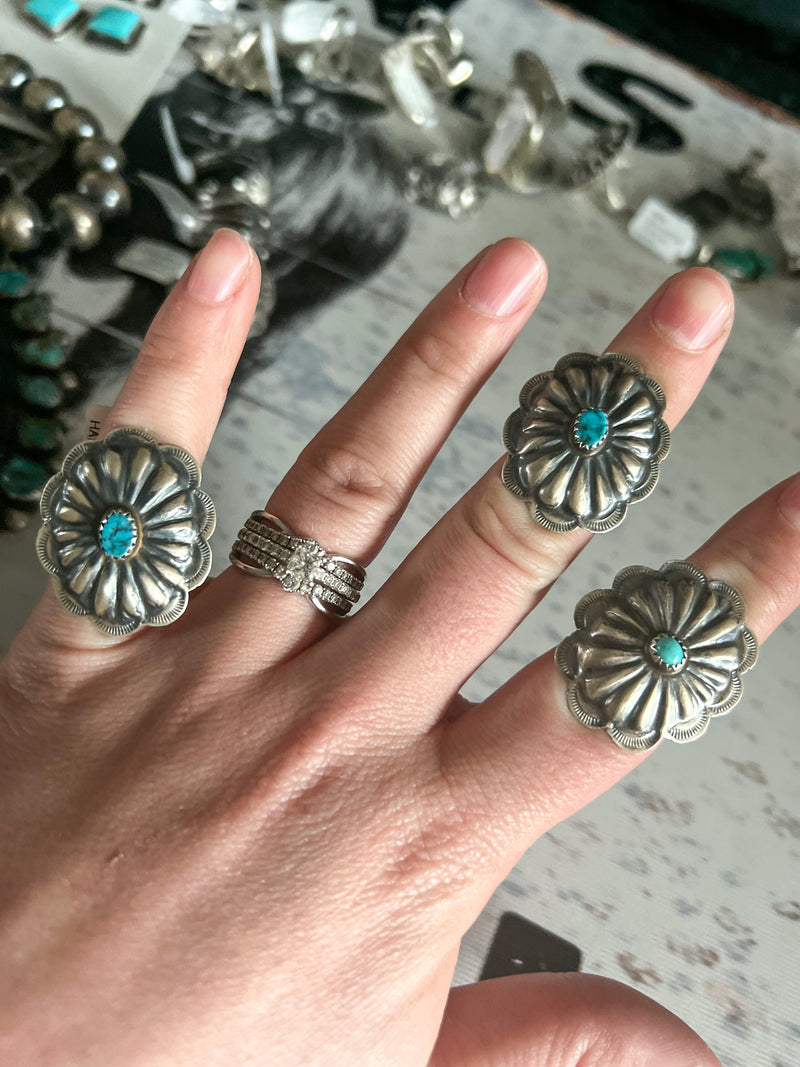 Turquoise Stone Concho Ring