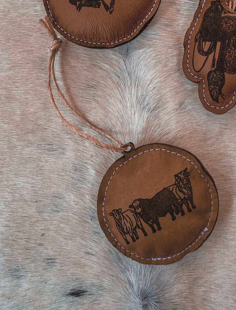 Hand Drawn Bull Leather Engraved Ornament