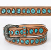 Turquoise Stone Look Leather Belt